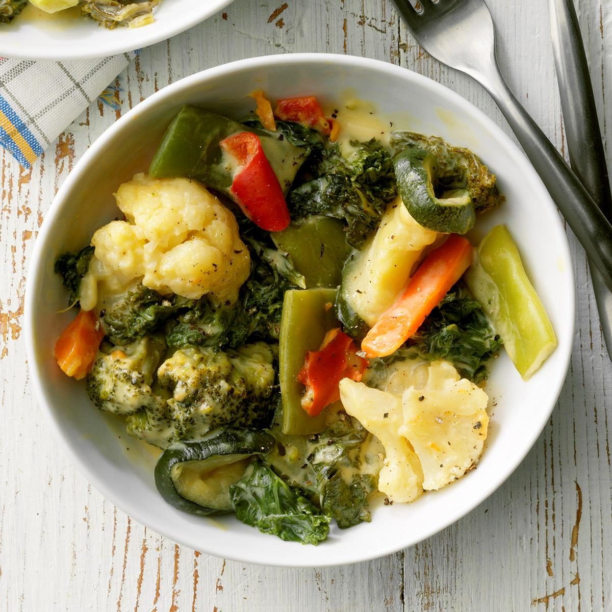 Boiled veg with cheese